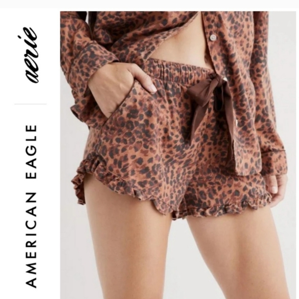 Aerie Leopard Print - 3 Piece Sleep (Shorts, Pants & Shirt)